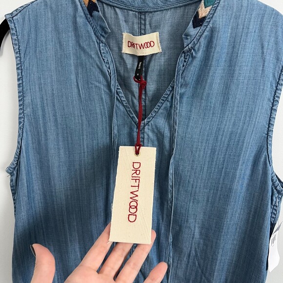 NWT Driftwood Shaye Chambray Embroidered Dress Tunic Sz M - Picture 3 of 10